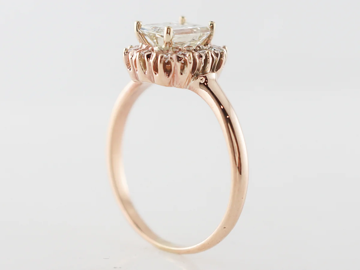 Emerald Cut Halo Engagement Ring in Rose Gold - Image 4