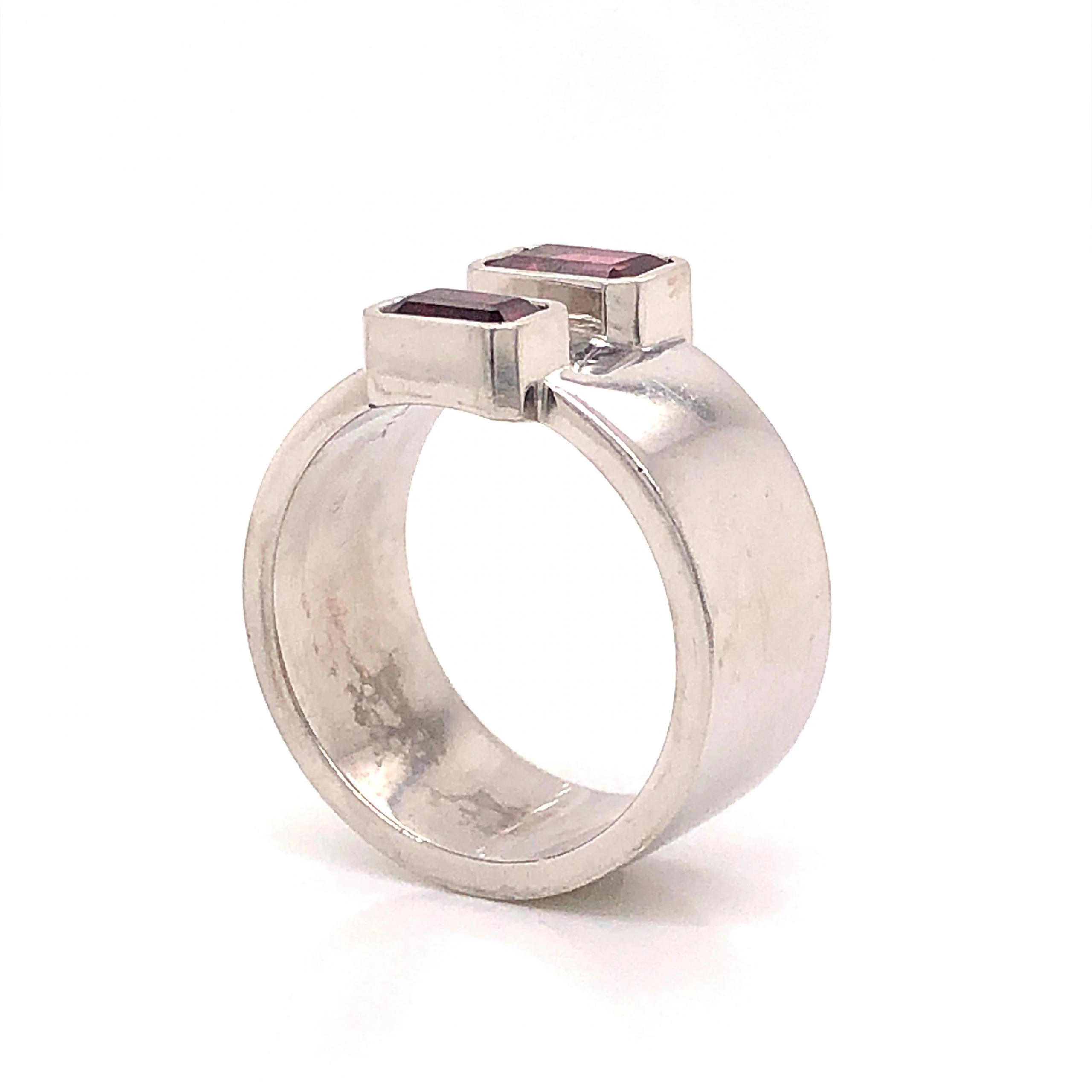 Emerald Cut Pink Tourmaline Ring in 14k White Gold - Image 5