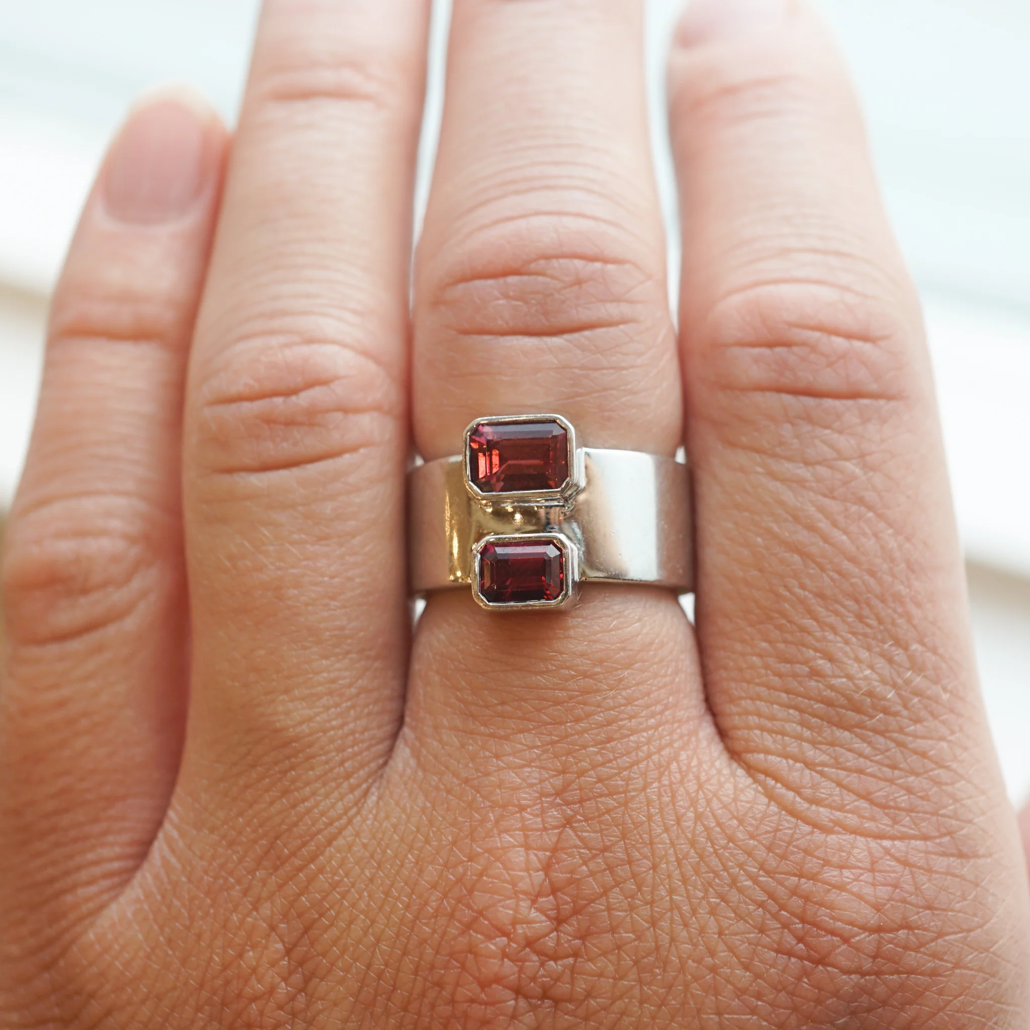 Emerald Cut Pink Tourmaline Ring in 14k White Gold - Image 6