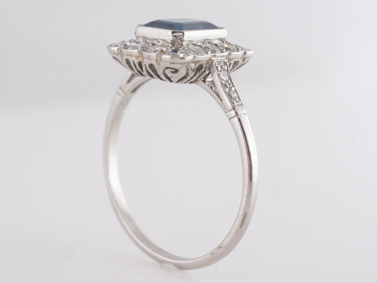 Emerald Cut Sapphire Engagement Ring in Platinum - Image 5