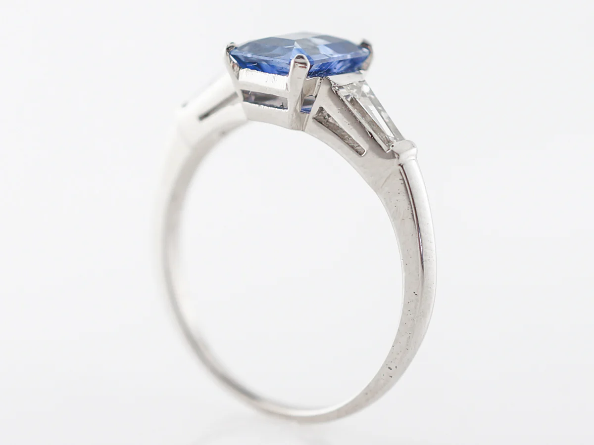 Emerald Cut Sapphire Engagement Ring in Platinum - Image 5