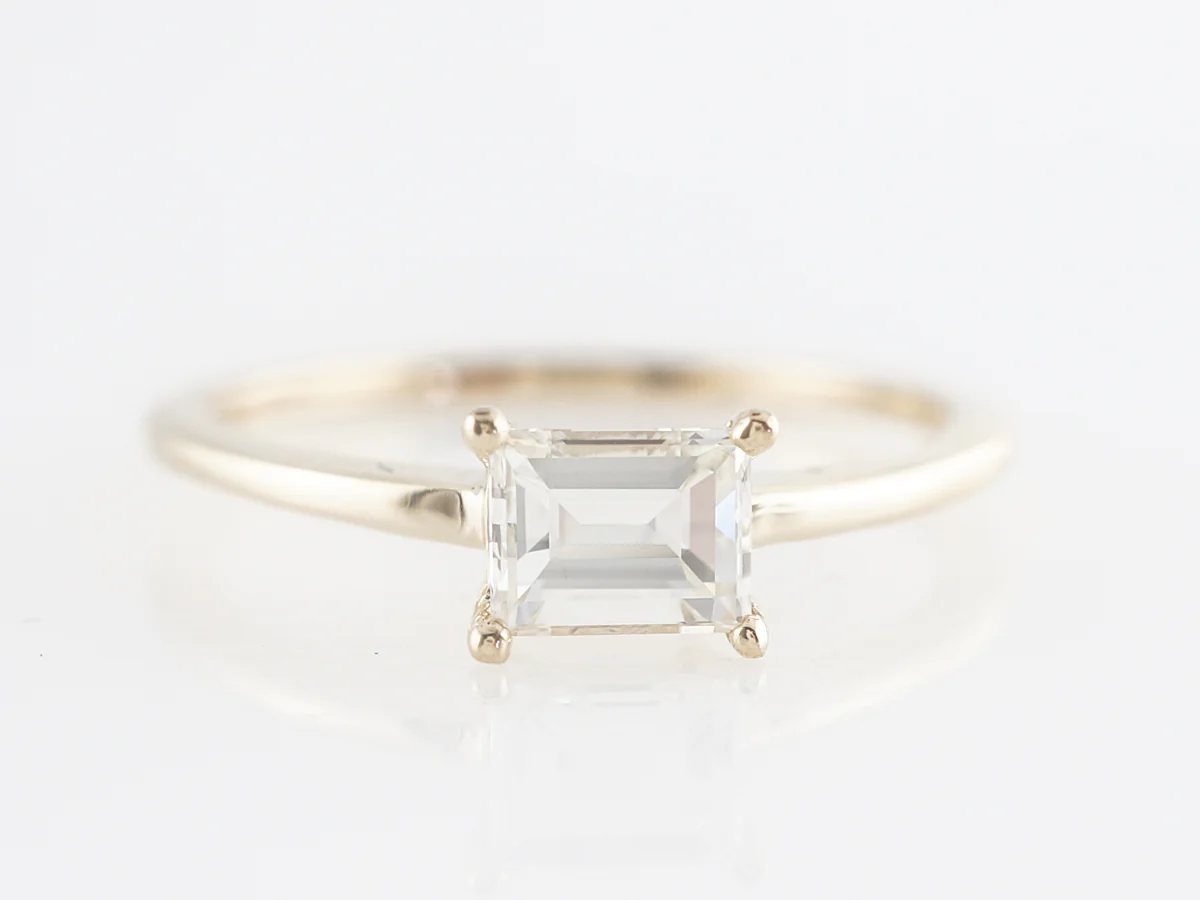 Emerald Cut Solitaire Diamond Engagement Ring in Yellow Gold