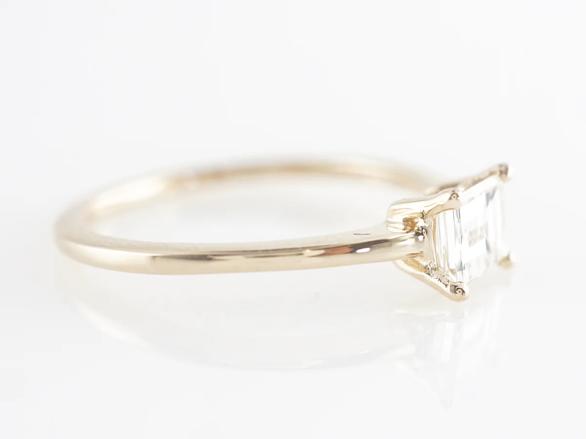Emerald Cut Solitaire Diamond Engagement Ring in Yellow Gold - Image 3