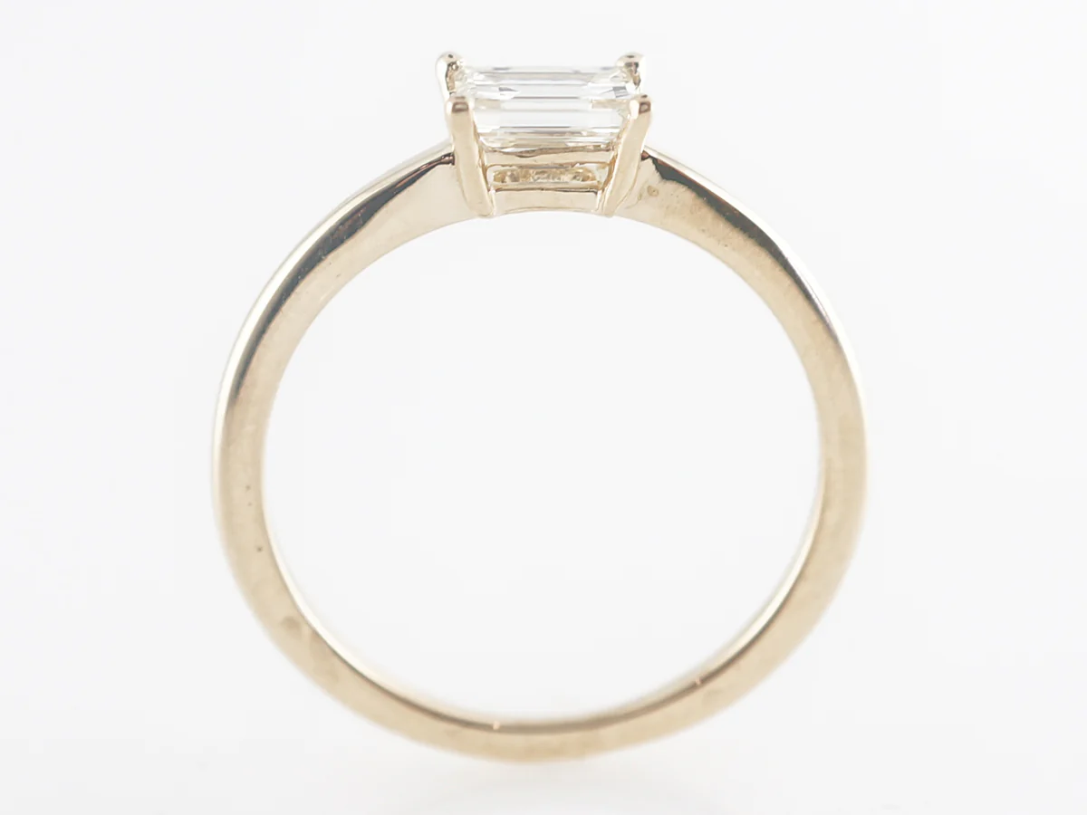 Emerald Cut Solitaire Diamond Engagement Ring in Yellow Gold - Image 4