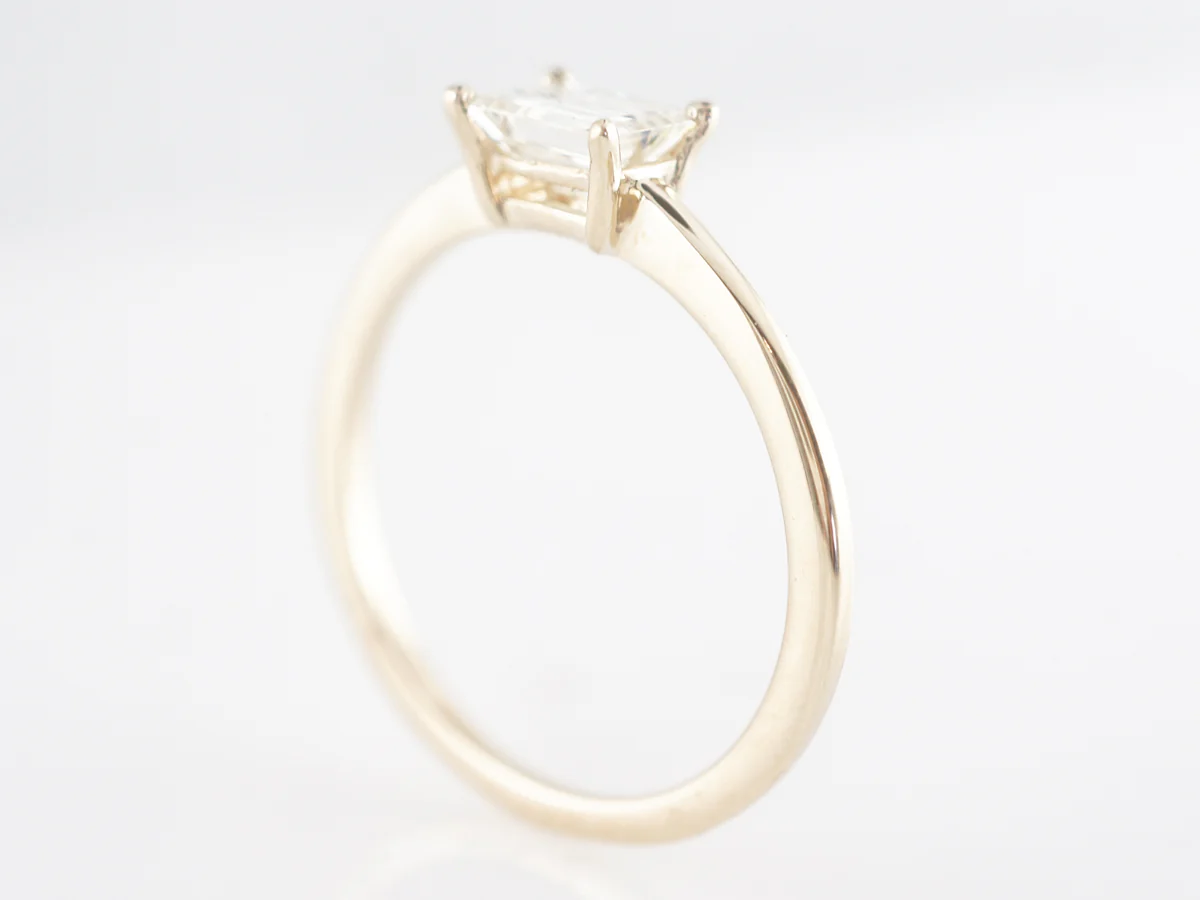 Emerald Cut Solitaire Diamond Engagement Ring in Yellow Gold - Image 5