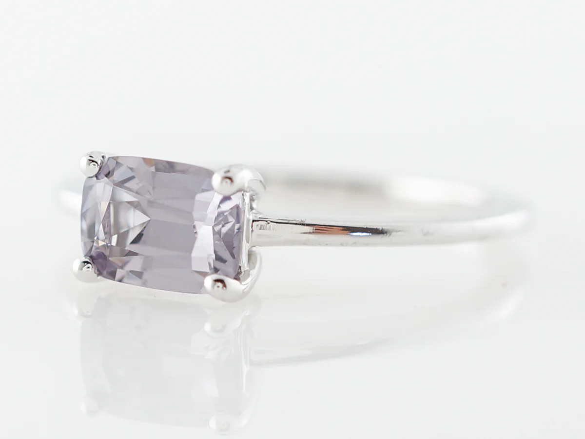 Emerald Cut Spinel Solitaire Engagement Ring in White Gold - Image 2