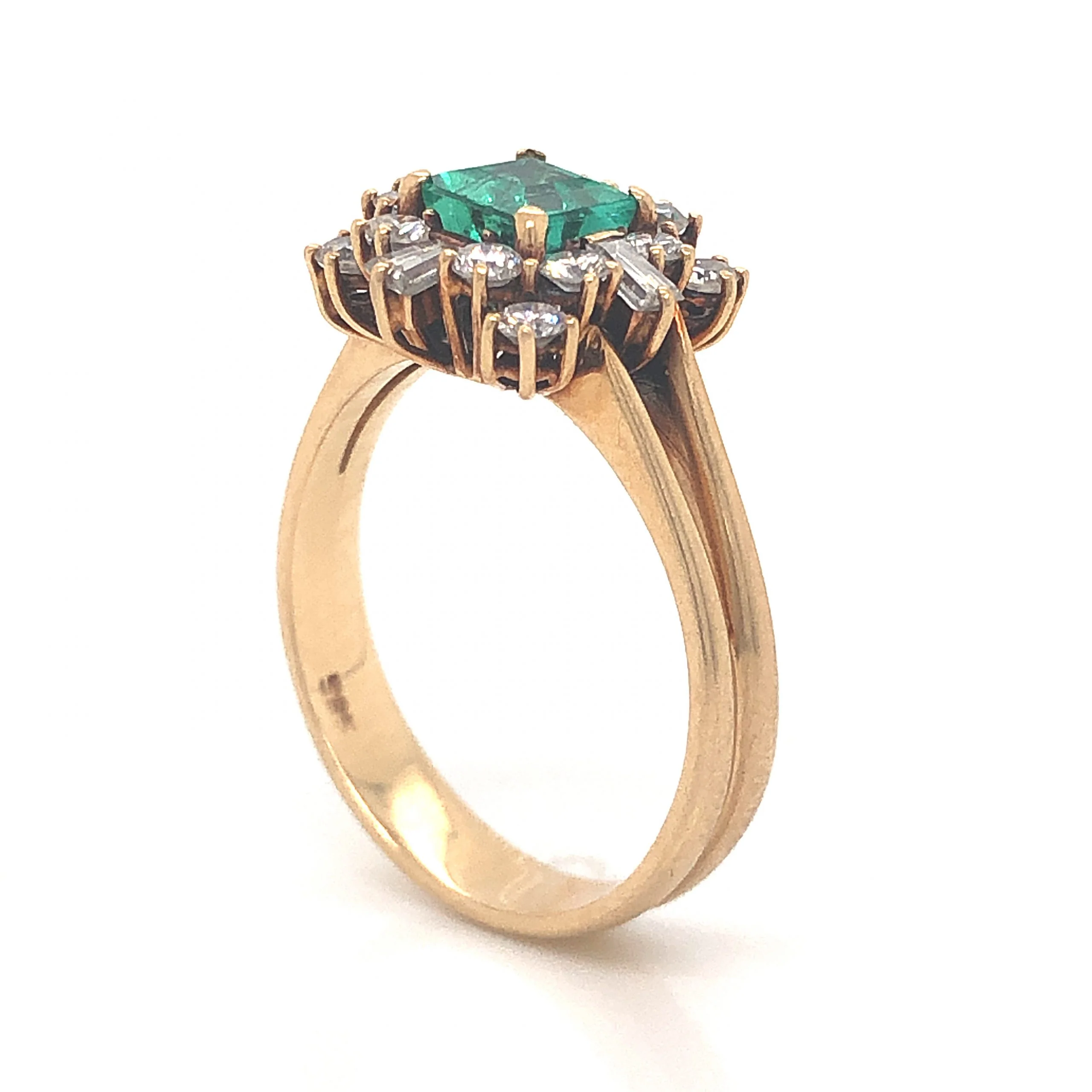Emerald & Diamond Ballerina Cocktail Ring in 14K Yellow Gold - Image 4