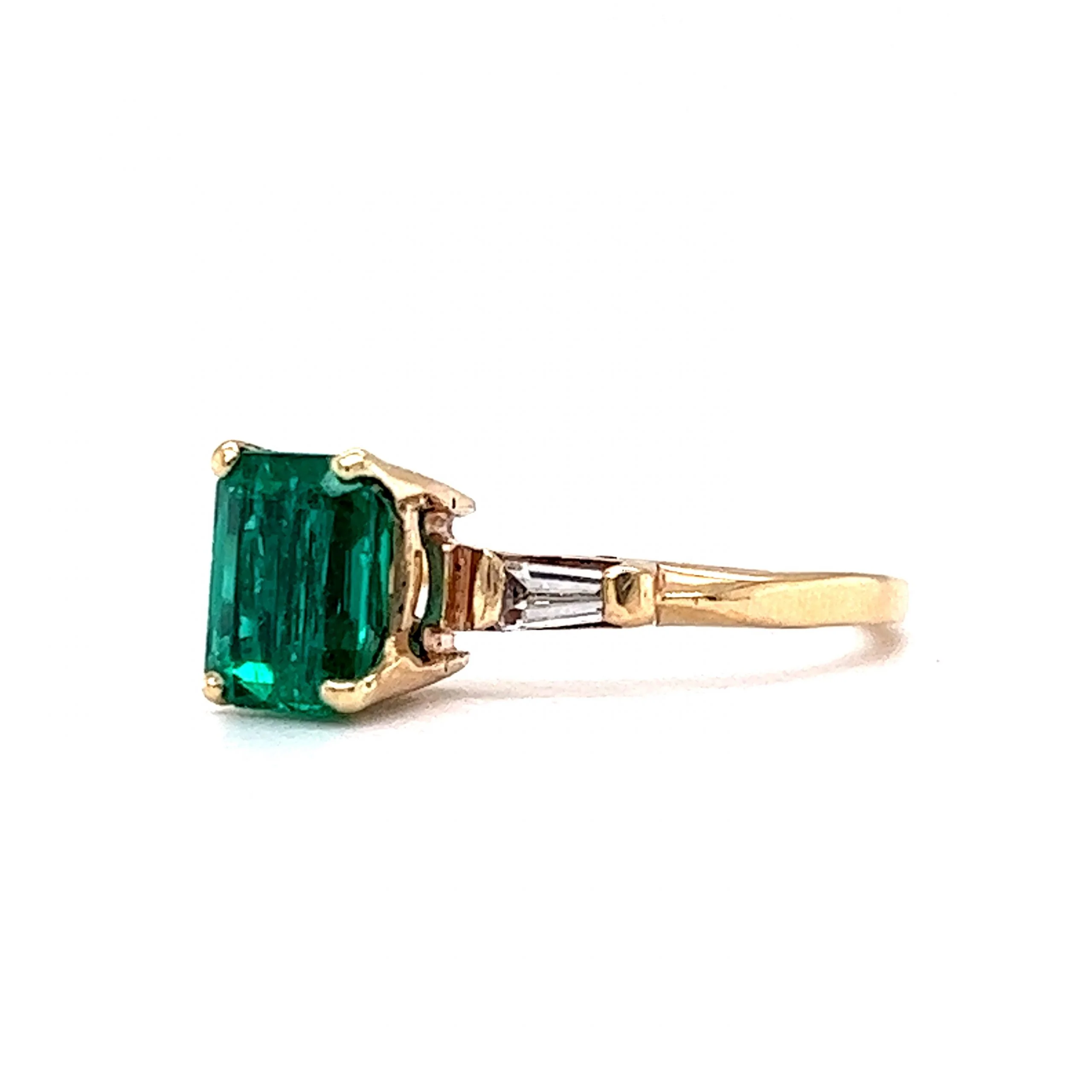 .94 Emerald & Diamond Engagement Set in 14k Yellow Gold - Image 4