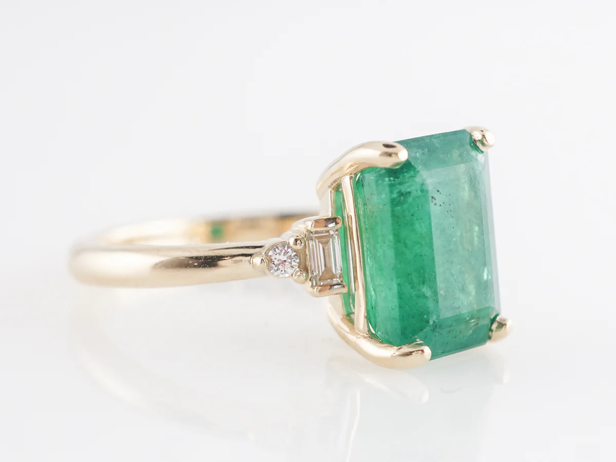 Emerald & Diamond Right Hand Ring in 14k Yellow Gold - Image 3