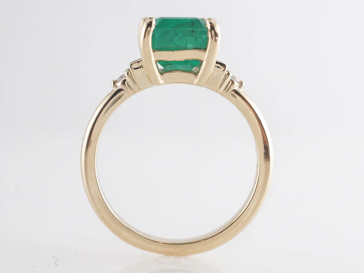 Emerald & Diamond Right Hand Ring in 14k Yellow Gold - Image 4
