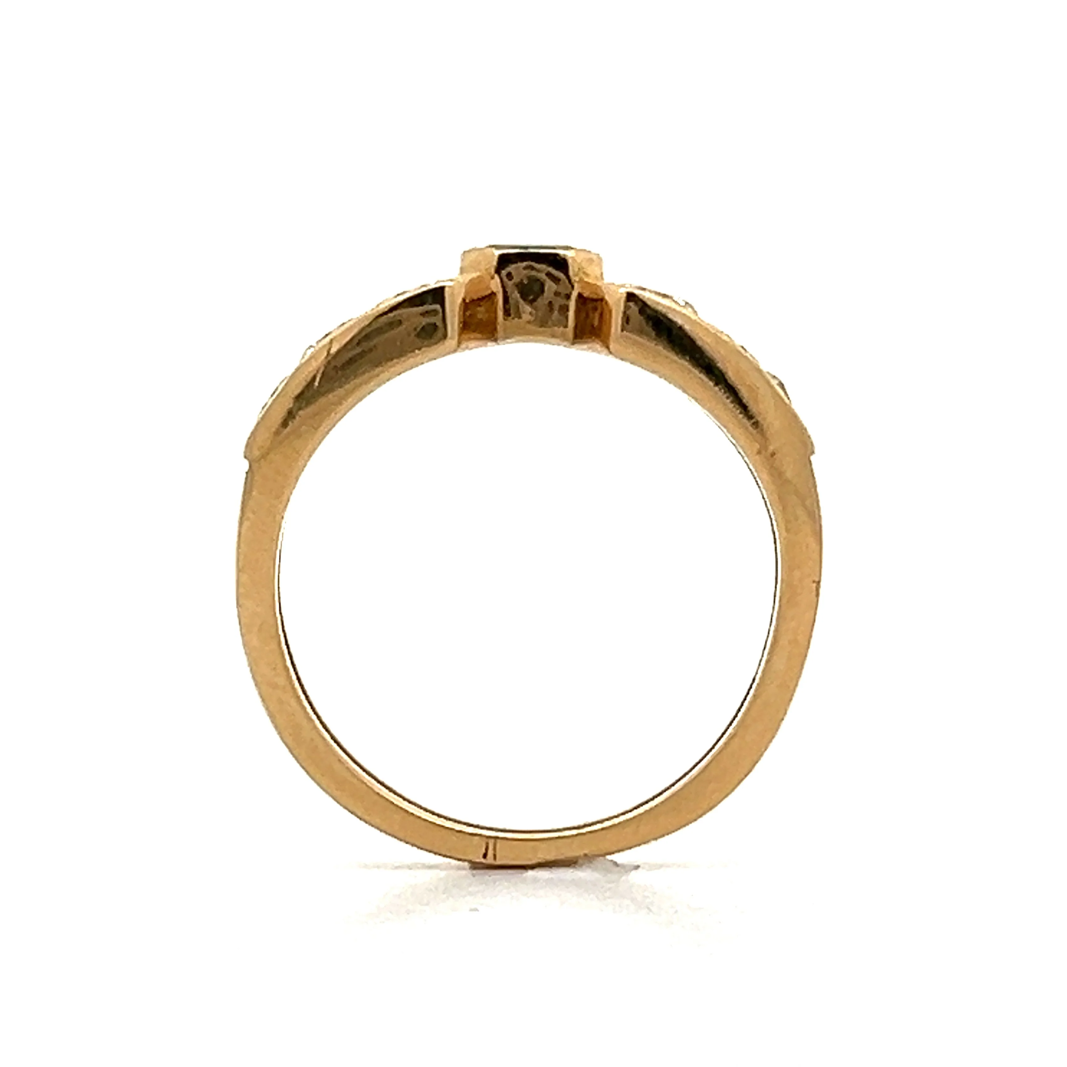 Emerald & Diamond Stacking Ring in 18k Yellow Gold - Image 4