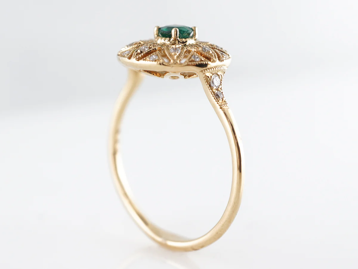 Emerald Star Cocktail Ring w/ Diamond Accents in 18K - Image 4