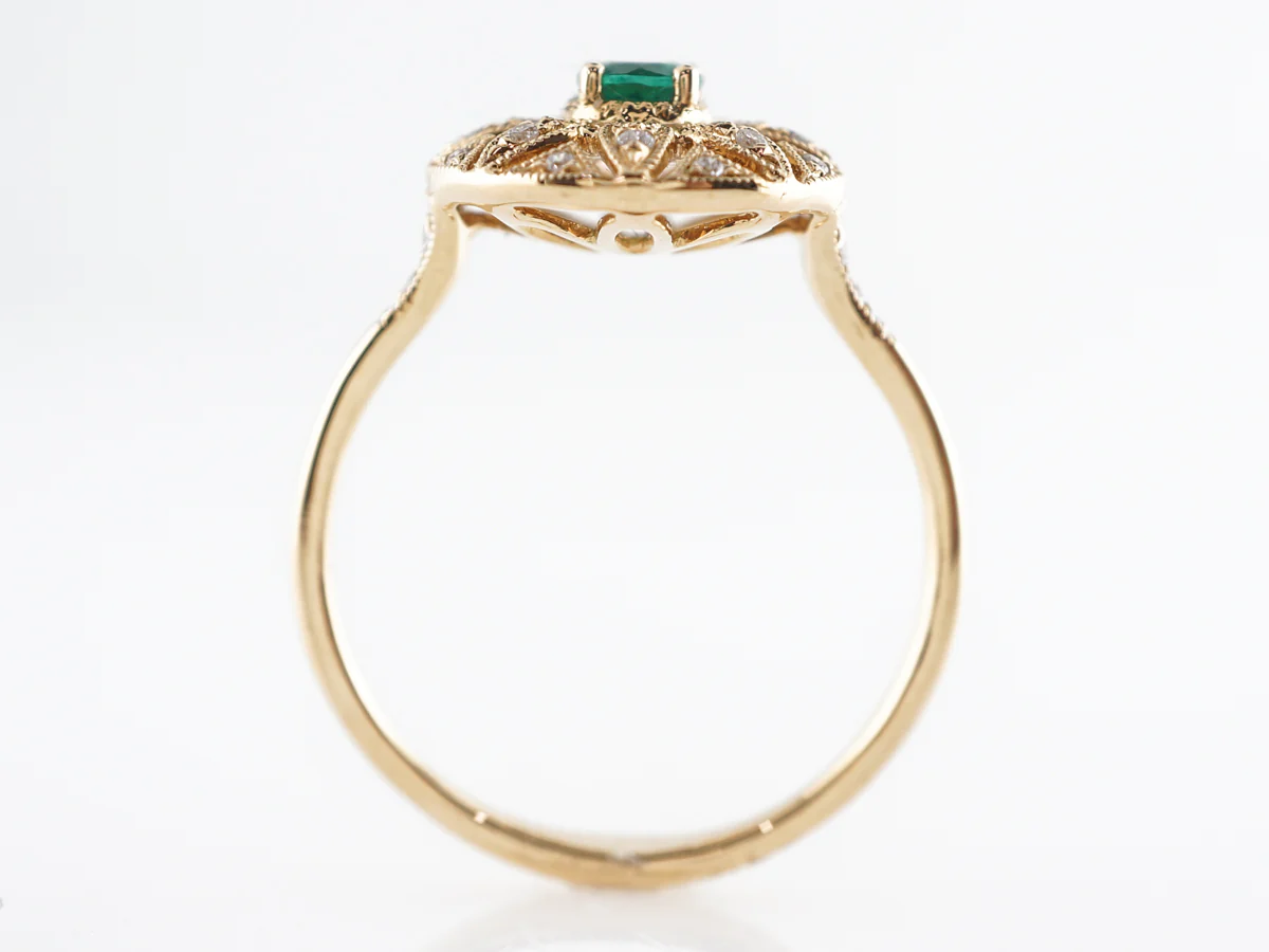 Emerald Star Cocktail Ring w/ Diamond Accents in 18K - Image 5