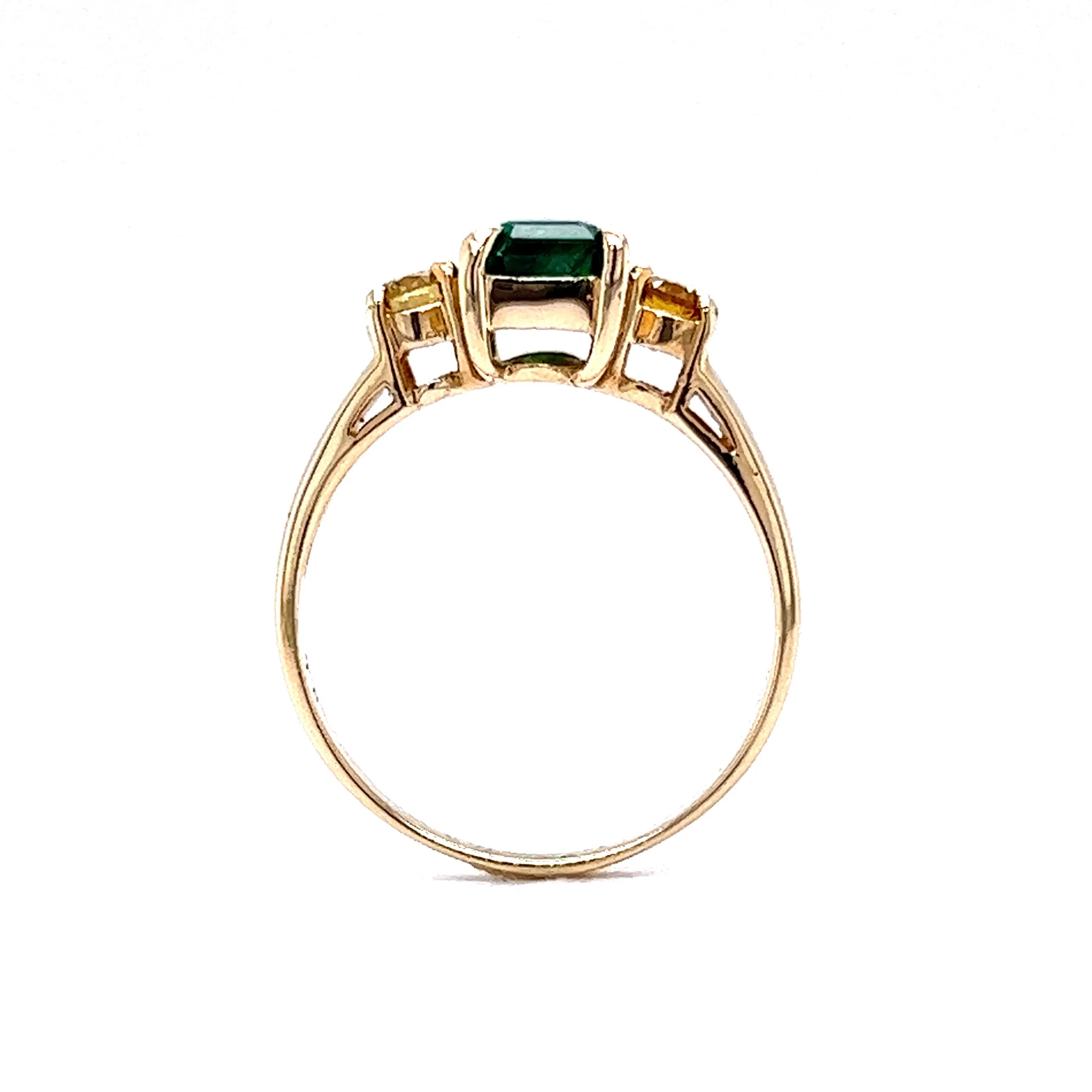 Emerald & Yellow Diamond Ring in 14k Yellow Gold - Image 4