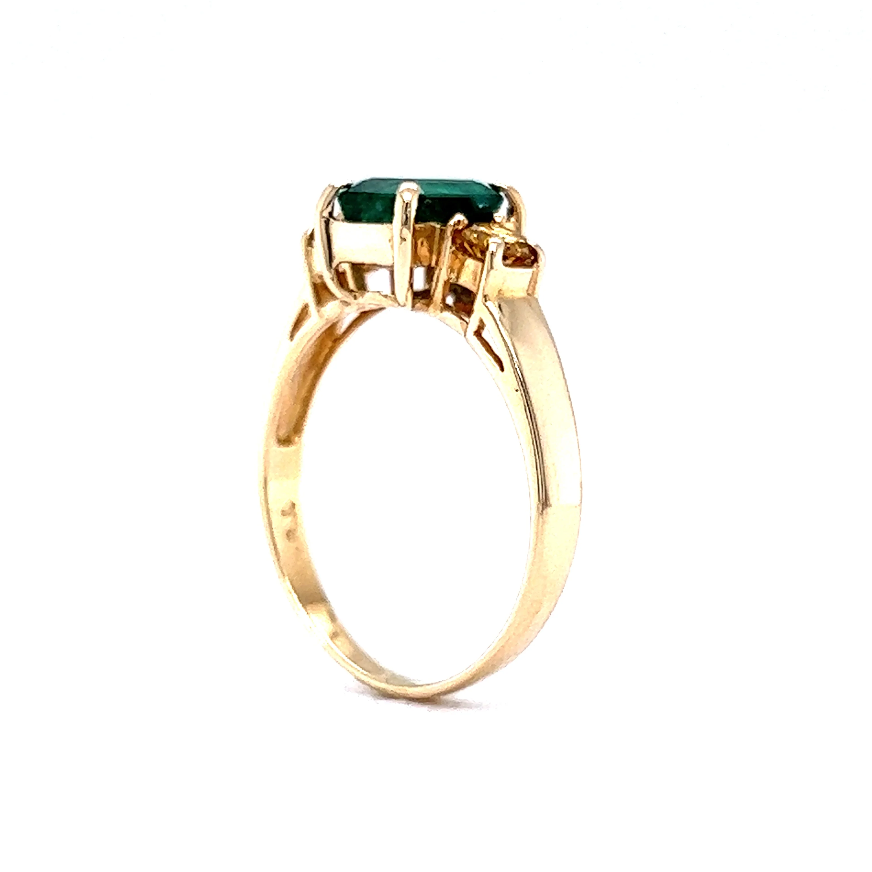 Emerald & Yellow Diamond Ring in 14k Yellow Gold - Image 5