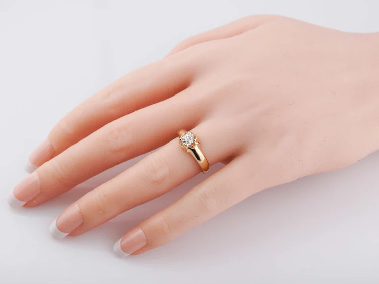 Engagement Ring 1917 Edwardian England .38ct Old European Cut Diamond in 14k Yellow Gold - Image 10