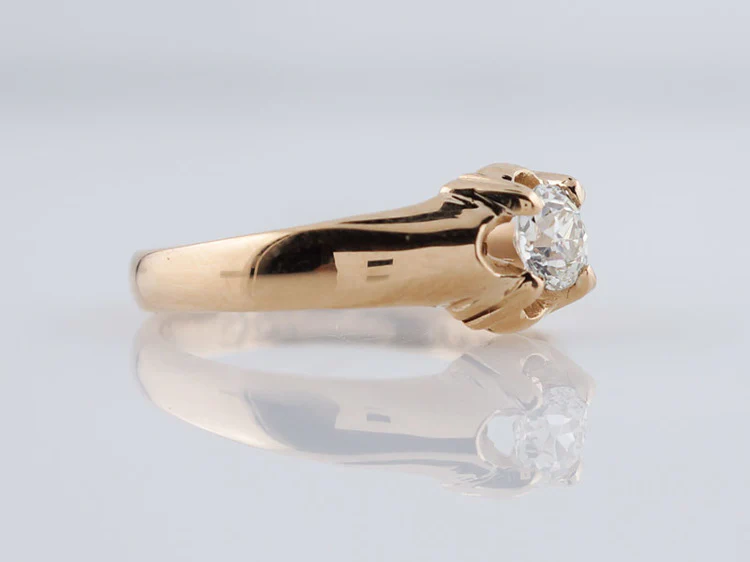 Engagement Ring 1917 Edwardian England .38ct Old European Cut Diamond in 14k Yellow Gold - Image 3