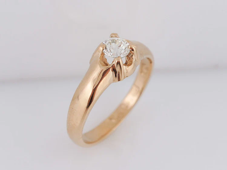 Engagement Ring 1917 Edwardian England .38ct Old European Cut Diamond in 14k Yellow Gold - Image 4