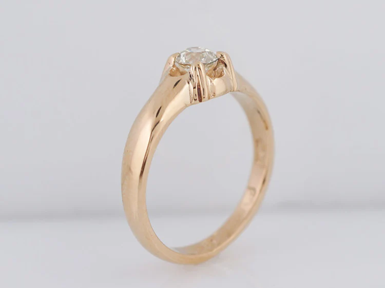 Engagement Ring 1917 Edwardian England .38ct Old European Cut Diamond in 14k Yellow Gold - Image 6