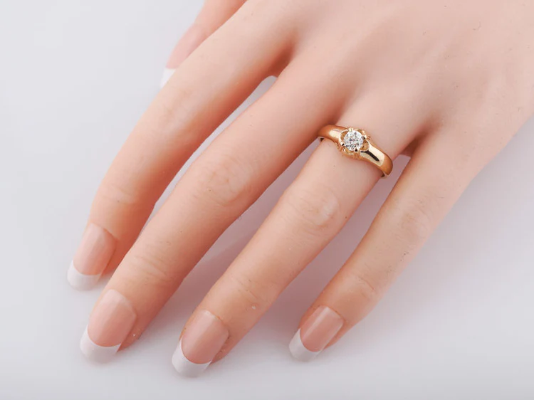 Engagement Ring 1917 Edwardian England .38ct Old European Cut Diamond in 14k Yellow Gold - Image 7