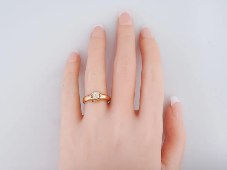 Engagement Ring 1917 Edwardian England .38ct Old European Cut Diamond in 14k Yellow Gold - Image 8