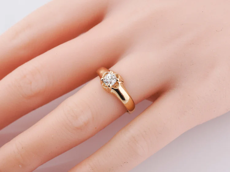 Engagement Ring 1917 Edwardian England .38ct Old European Cut Diamond in 14k Yellow Gold - Image 9