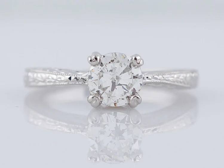 Engagement Ring Art Deco Inspired .63ct Transitional Cut Diamond in Platinum