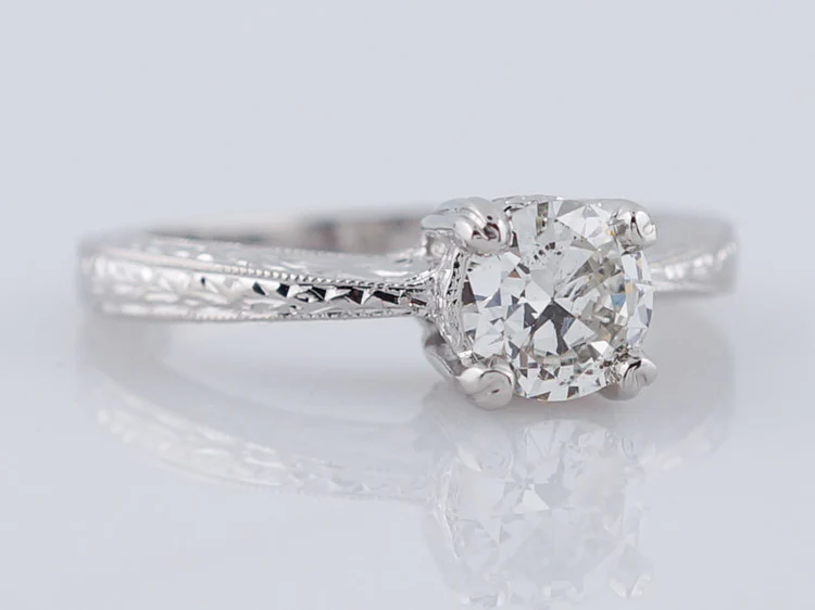 Engagement Ring Art Deco Inspired .63ct Transitional Cut Diamond in Platinum - Image 2