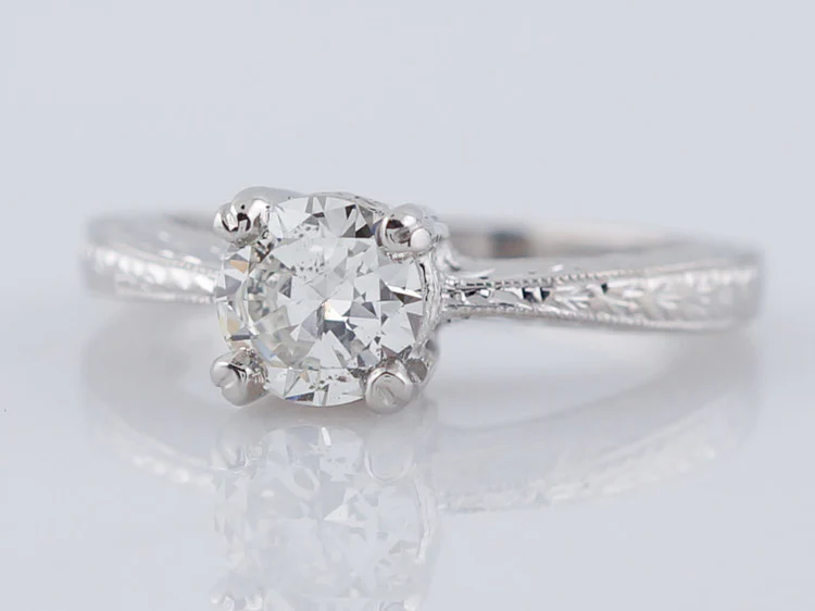 Engagement Ring Art Deco Inspired .63ct Transitional Cut Diamond in Platinum - Image 3