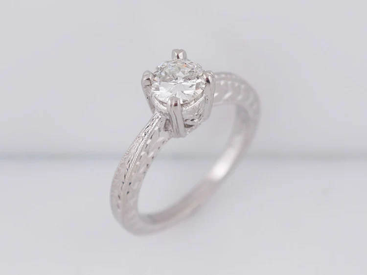 Engagement Ring Art Deco Inspired .63ct Transitional Cut Diamond in Platinum - Image 4