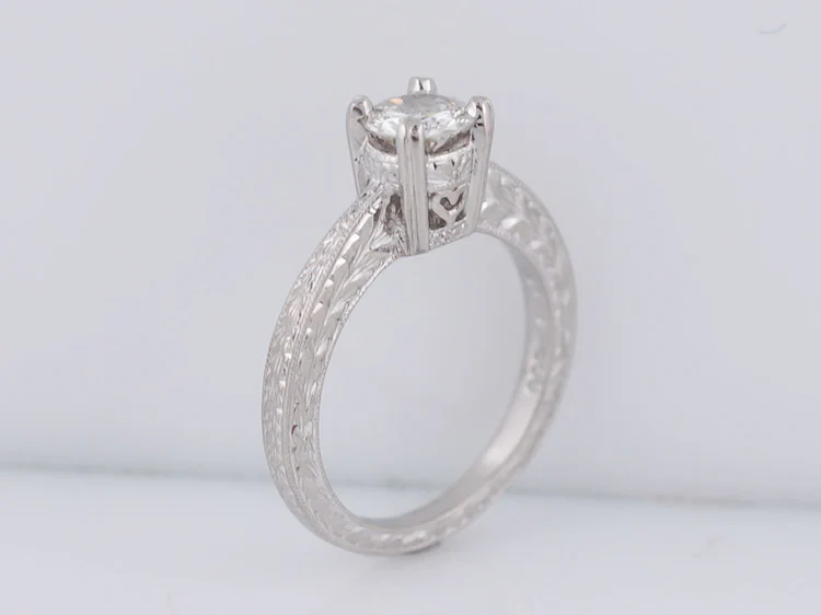 Engagement Ring Art Deco Inspired .63ct Transitional Cut Diamond in Platinum - Image 5