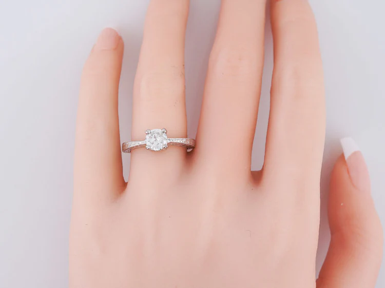 Engagement Ring Art Deco Inspired .63ct Transitional Cut Diamond in Platinum - Image 7