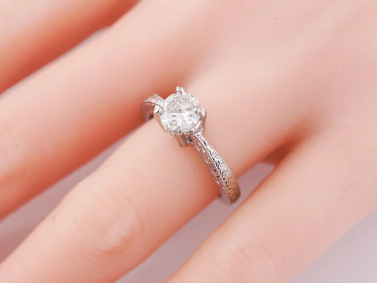 Engagement Ring Art Deco Inspired .63ct Transitional Cut Diamond in Platinum - Image 8