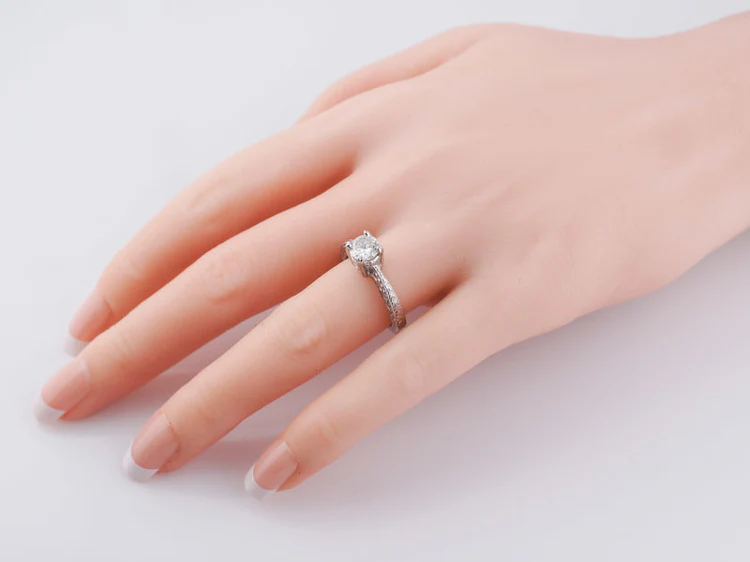 Engagement Ring Art Deco Inspired .63ct Transitional Cut Diamond in Platinum - Image 9