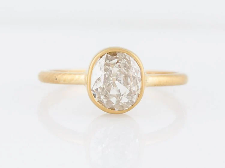 Engagement Ring Custom 1.19 Old Mine Cut Cushion Diamond in 14k Yellow Gold