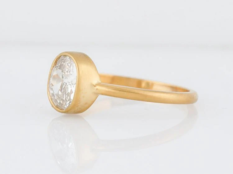 Engagement Ring Custom 1.19 Old Mine Cut Cushion Diamond in 14k Yellow Gold - Image 3