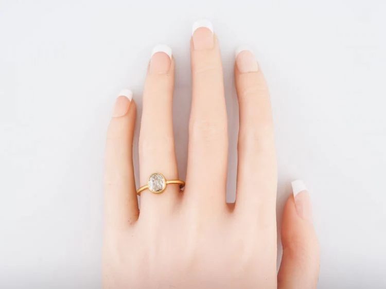 Engagement Ring Custom 1.19 Old Mine Cut Cushion Diamond in 14k Yellow Gold - Image 6