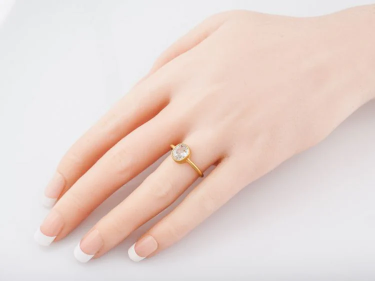 Engagement Ring Custom 1.19 Old Mine Cut Cushion Diamond in 14k Yellow Gold - Image 7