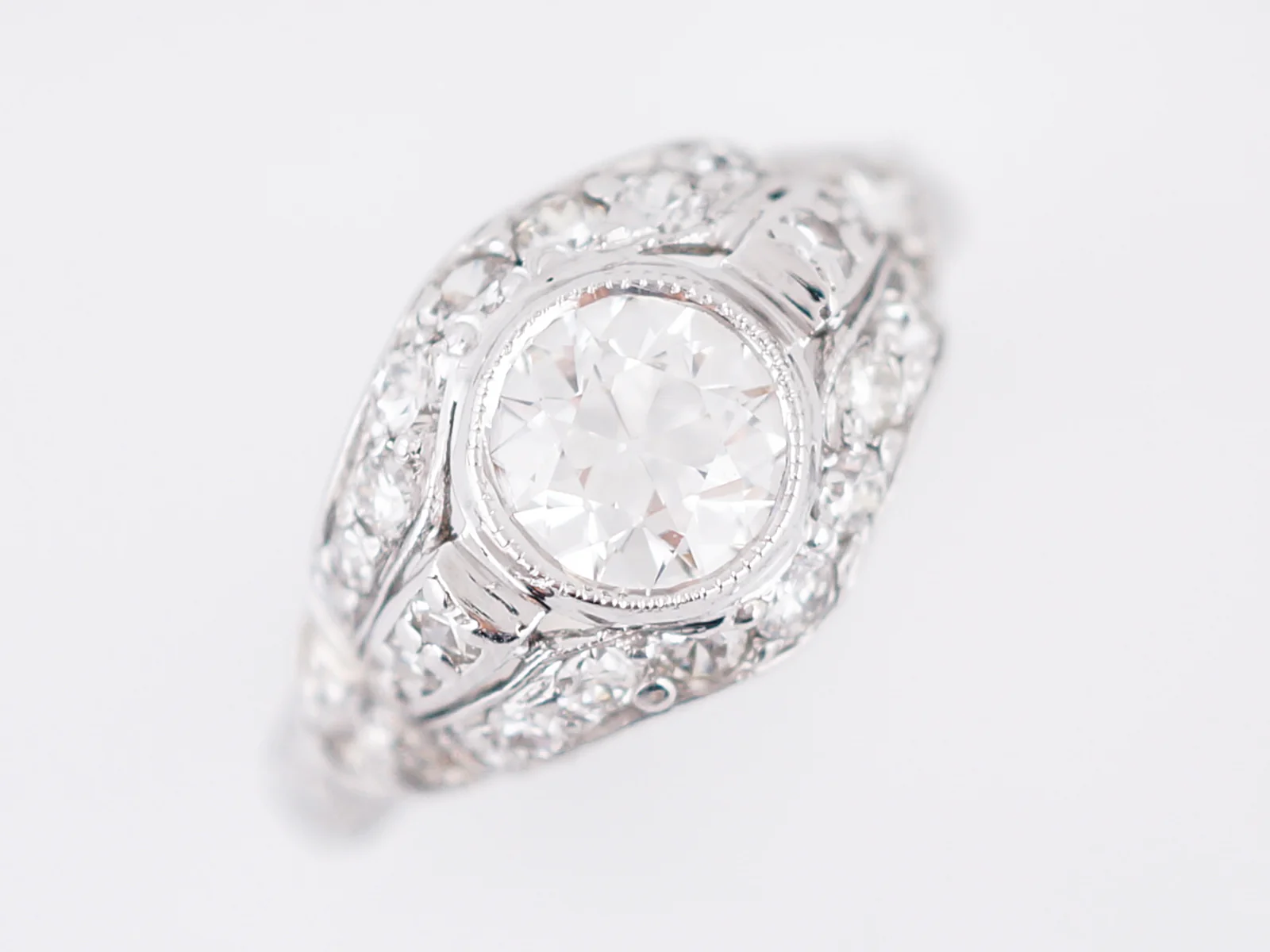 Antique Engagement Ring Art Deco .72 Old European Cut Diamond in 18k White Gold - Image 4