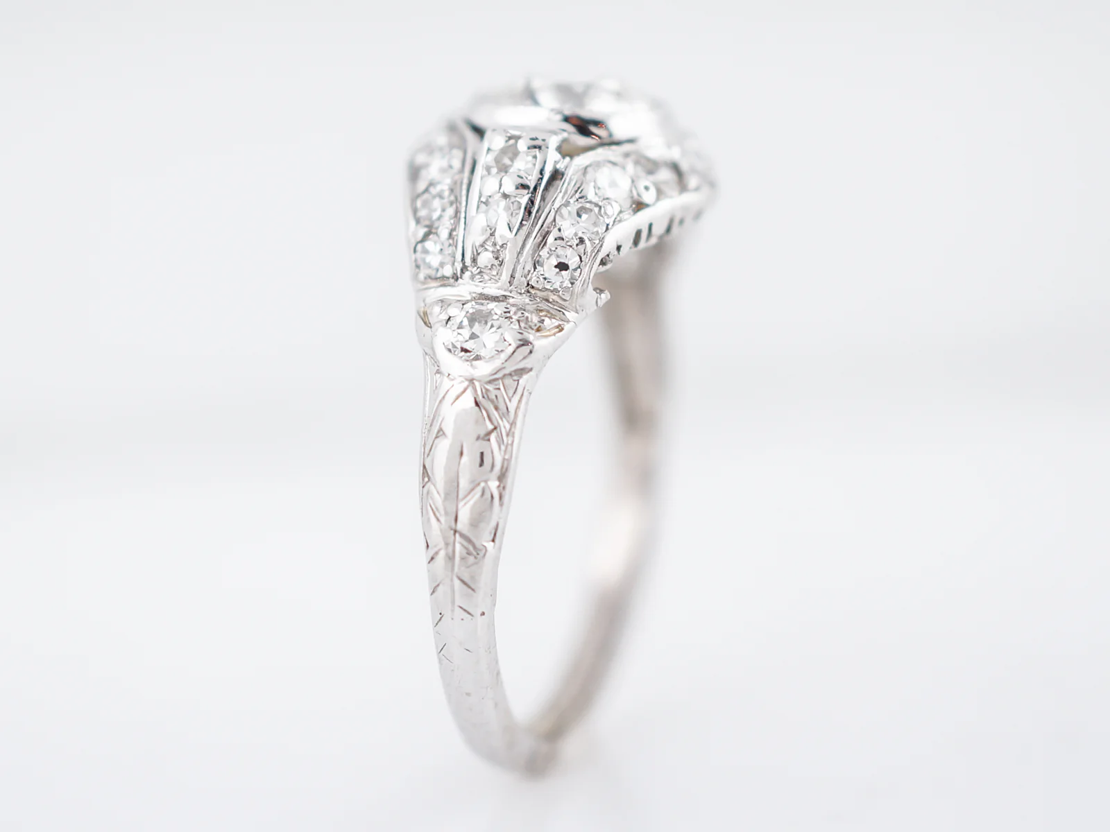 Antique Engagement Ring Art Deco .72 Old European Cut Diamond in 18k White Gold - Image 5