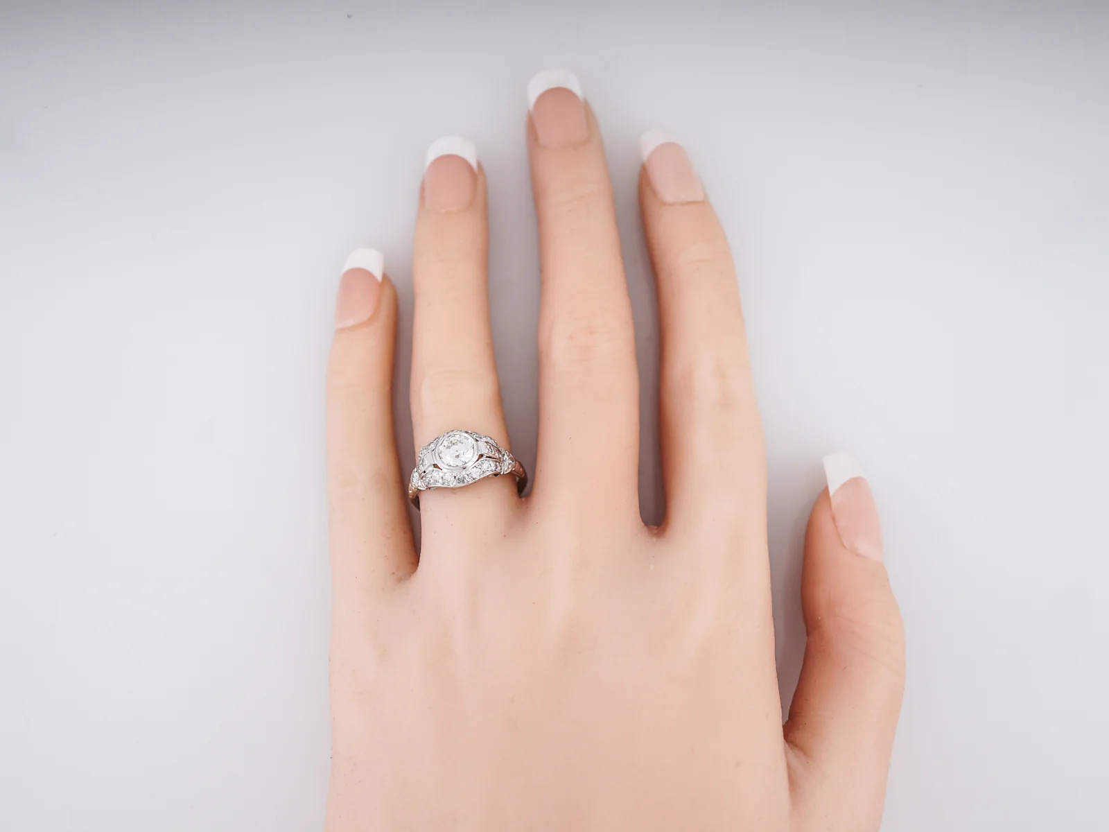 Antique Engagement Ring Art Deco .72 Old European Cut Diamond in 18k White Gold - Image 7