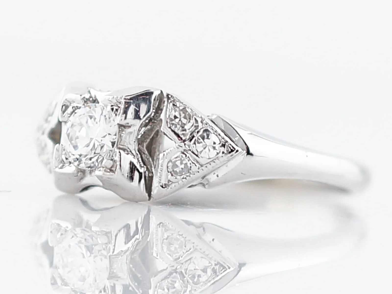 Antique Engagement Ring Art Deco .25 Old European Cut Diamond in Palladium - Image 2