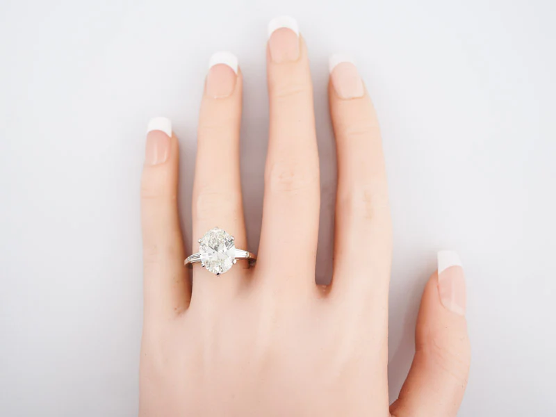 Engagement Ring Modern GIA 5.08 Oval Cut Diamond in Platinum - Image 7