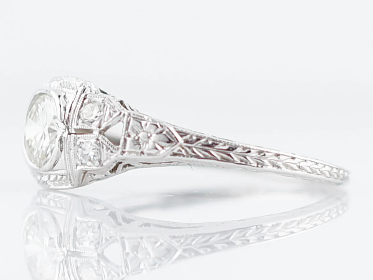 Vintage Engagement Ring Low Profile Bezel Set Diamond - Image 2