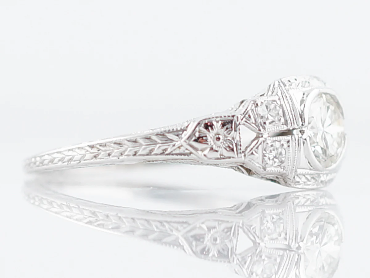 Vintage Engagement Ring Low Profile Bezel Set Diamond - Image 3