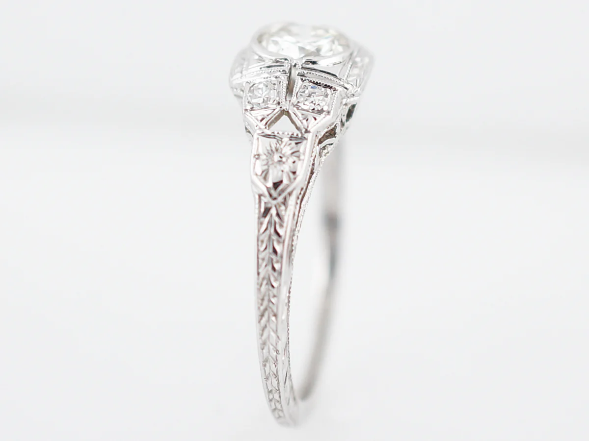 Vintage Engagement Ring Low Profile Bezel Set Diamond - Image 4