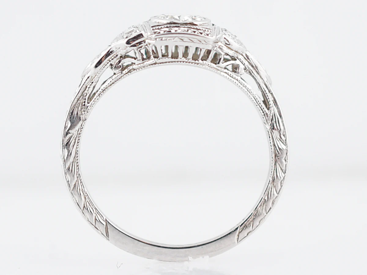 Vintage Engagement Ring Low Profile Bezel Set Diamond - Image 5