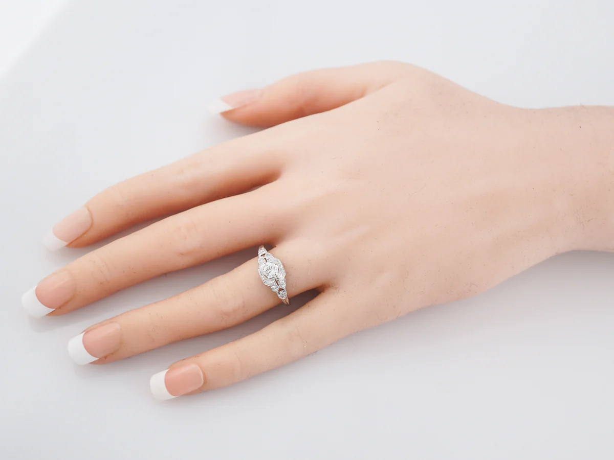 Vintage Engagement Ring Low Profile Bezel Set Diamond - Image 7