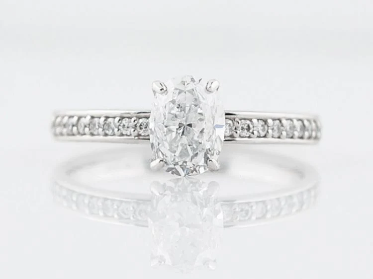 Engagement Ring Modern 1.01 Oval Cut Diamond in 14k White Gold