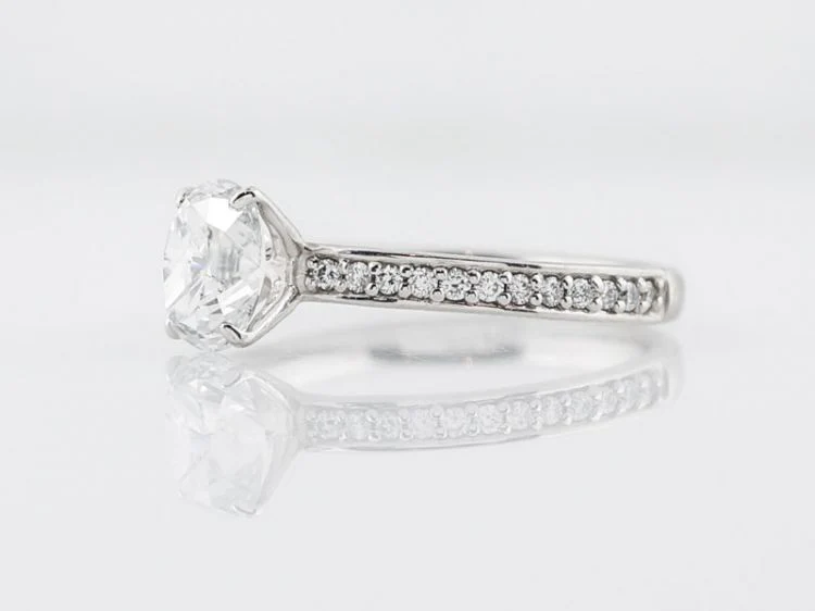 Engagement Ring Modern 1.01 Oval Cut Diamond in 14k White Gold - Image 2